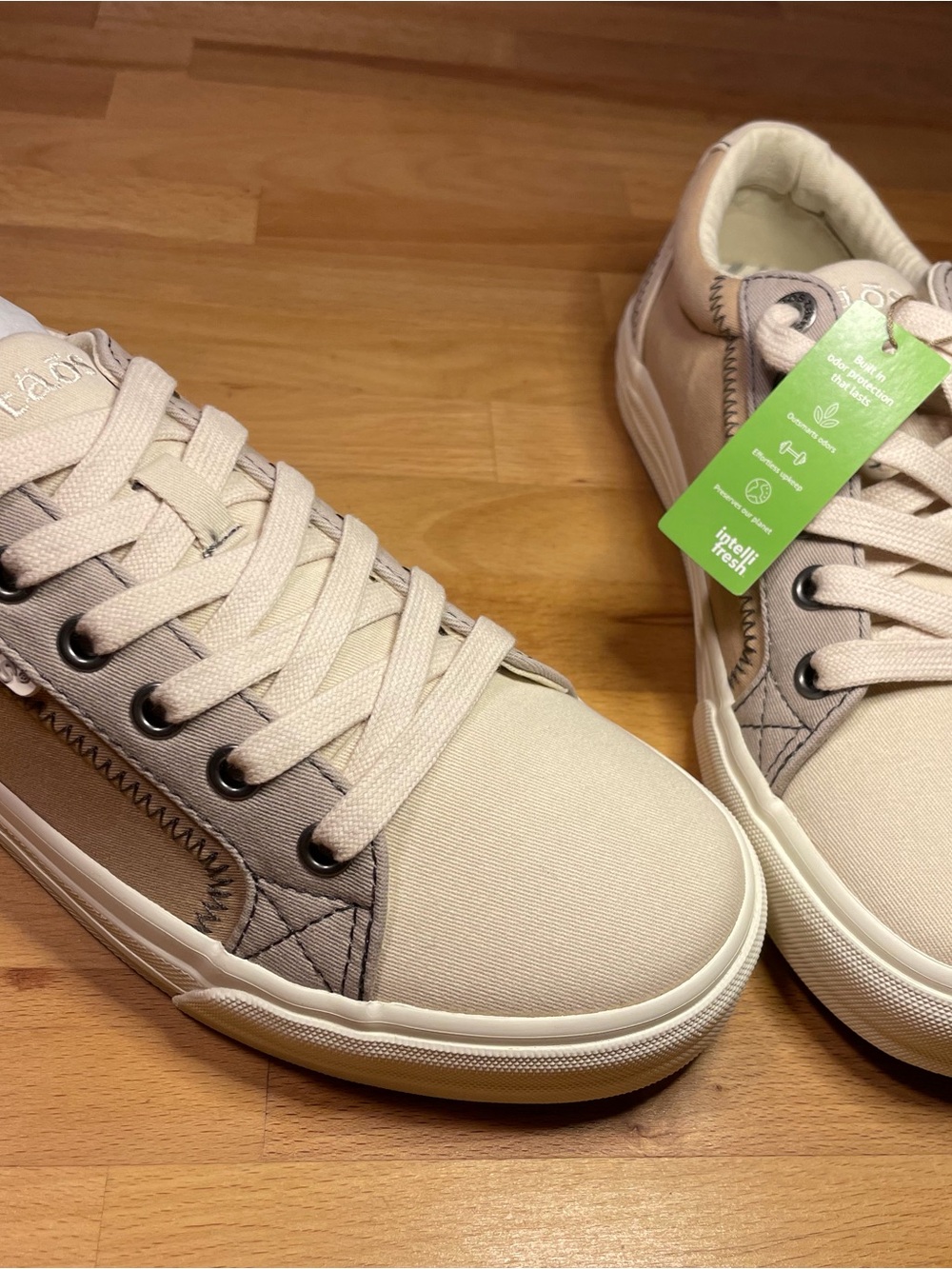 Taos Footwear Women's Sneakers in Light Taupe and Cream